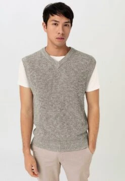 V NECK - Strickpullover - Kieselgrau
