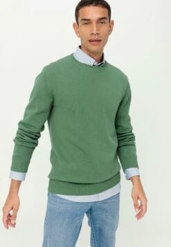 RUNDHALS - Strickpullover - Graugrün